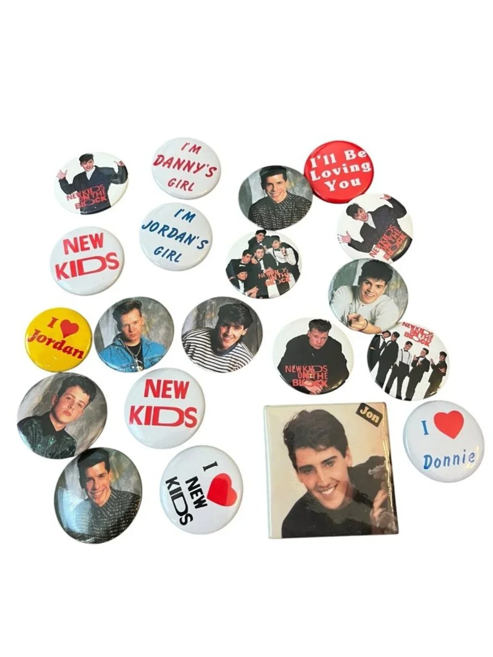 New Kids On The Block Buttons Pins I Luv Jonathan Jordan Joey Donny Danny Lot 20